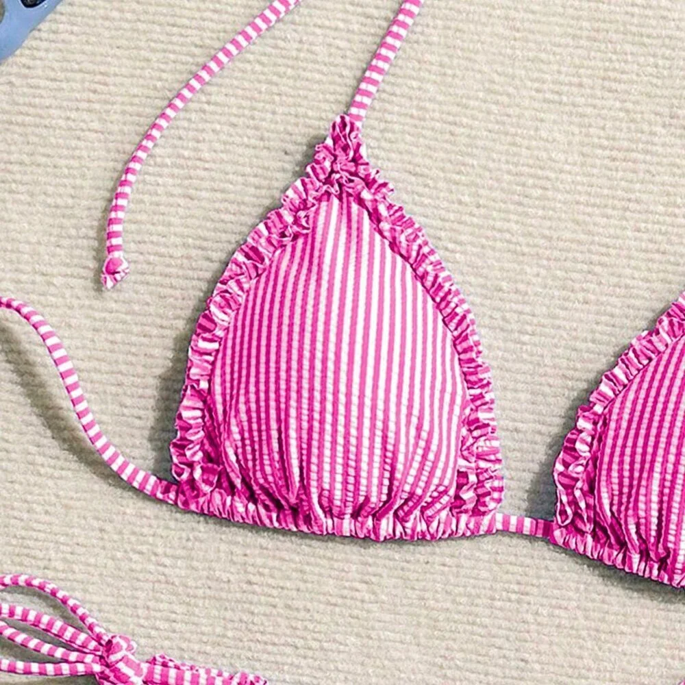 Hot Pink Cute Women's Nautical Holiday Bikini Set